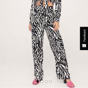 BRAND NEW NWT Nasty Gal Zebra High Waisted Wide Leg Pants